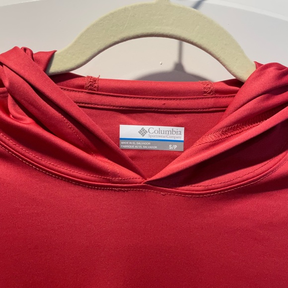 Columbia Bright Salmon Orange Long-sleeve Size Small Running Shirt With Hood - Picture 4 of 6